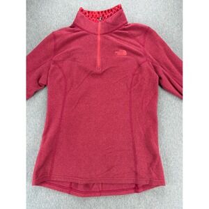 North Face Pullover Womens S Red Glacier Micro Fleece Quarter Zip Jacket Outdoor